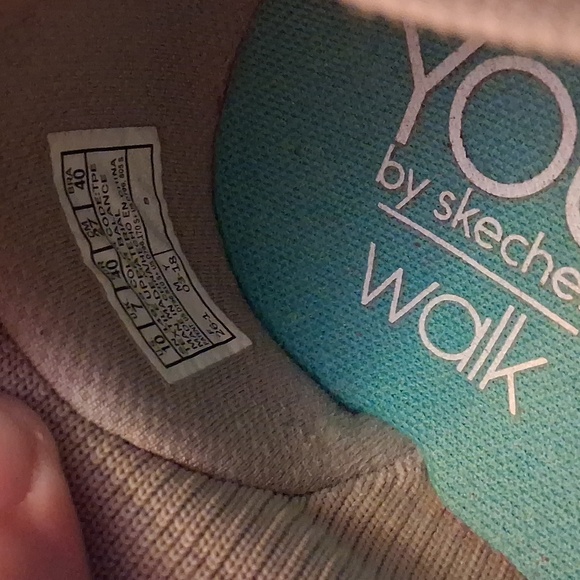 You By Skechers Women's Knit Lace-Up Slip-On Sneakers in Sparkly Taupe and White - Picture 9 of 16